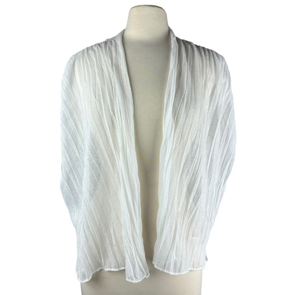 Chico’s Like New White Sleeveless Open Front Lightweight Spring Cardigan Small-O - Picture 1 of 13